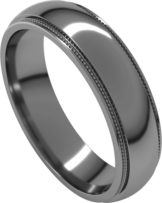 Sterling Silver 5 mm Milgrain Stepped-Edge Half Round Band