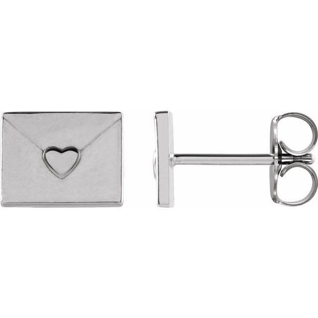 Platinum Heart Envelope Earrings