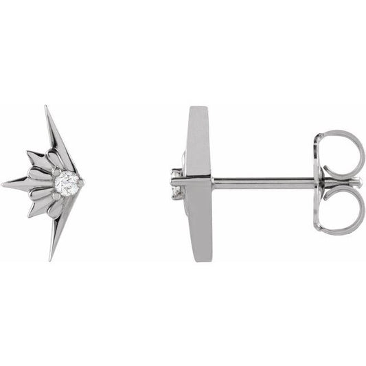 Sterling Silver .03 CTW Natural Diamond Starburst Earrings