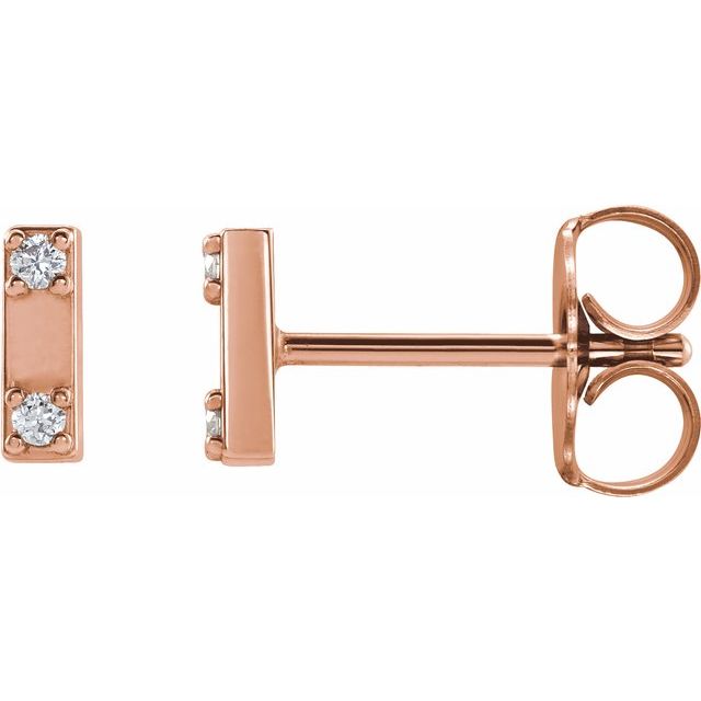 14K Rose .03 CTW Natural Diamond Two-Stone Bar Earrings