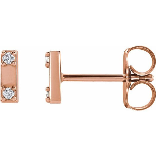 14K Rose .03 CTW Natural Diamond Two-Stone Bar Earrings