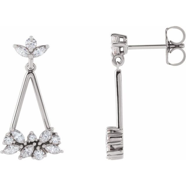 Sterling Silver 5/8 CTW Natural Diamond Geometric Cluster Earrings