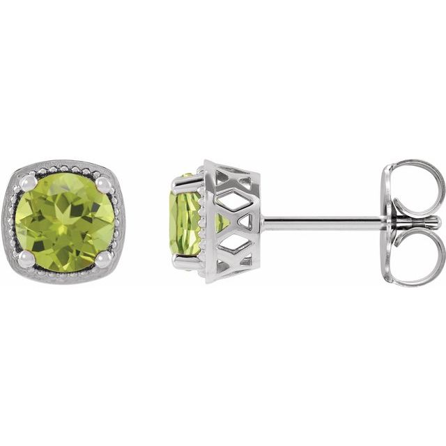Sterling Silver 6 mm Natural Peridot Earrings