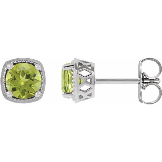 Sterling Silver 6 mm Natural Peridot Earrings