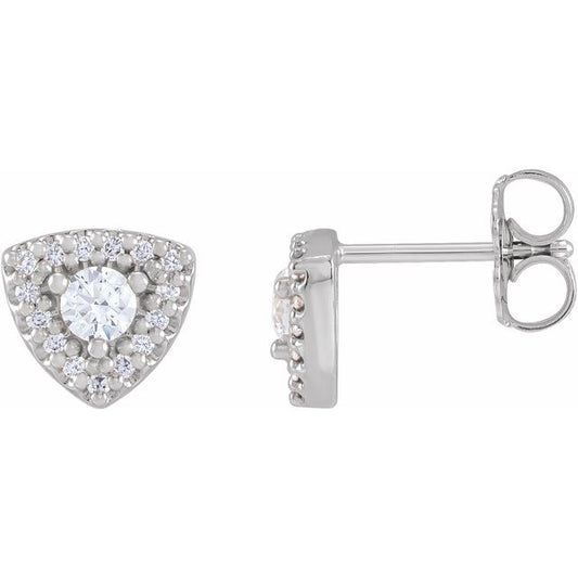 Platinum 3.5 mm Round 1/8 CTW Natural Diamond Semi-Set Halo-Style Earrings