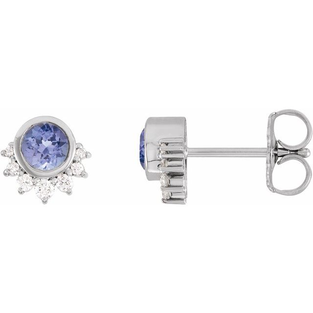 Platinum Natural Tanzanite & .08 CTW Natural Diamond Earrings