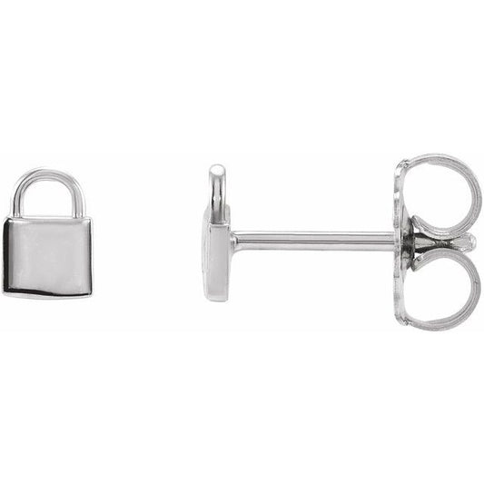 Sterling Silver Petite Lock Earrings