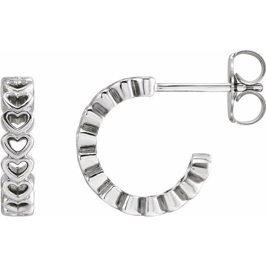 Sterling Silver Heart Hoop Earrings