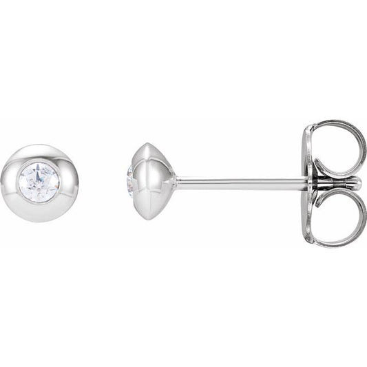 Platinum .06 CTW Natural Diamond Domed Bezel-Set Earrings