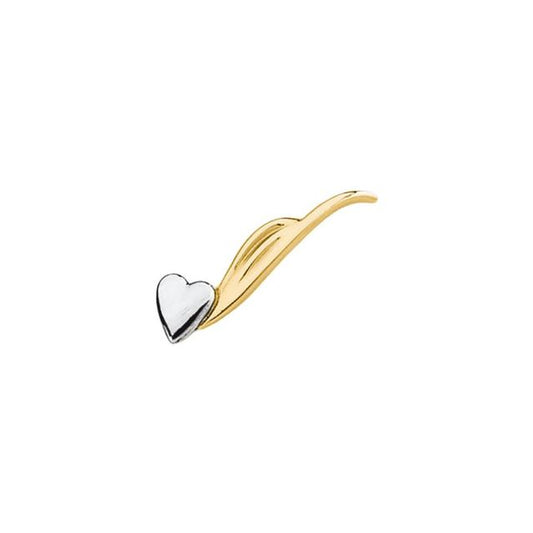 10K Yellow/White Left Heart Ear Climber