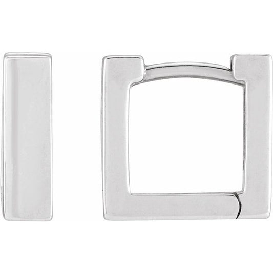 Sterling Silver Square Hinged 10 mm Huggie Hoop Earrings