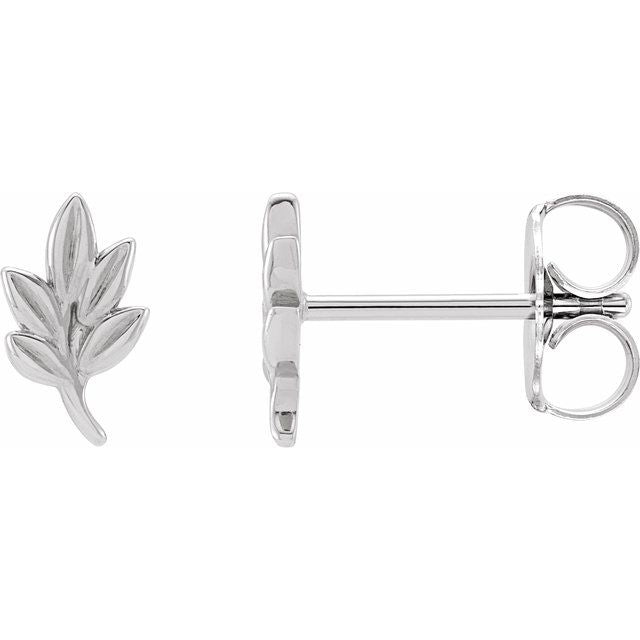 Sterling Silver Left Leaf Earring