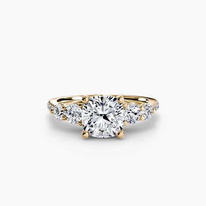 Five Stone Ring with Pavé Band