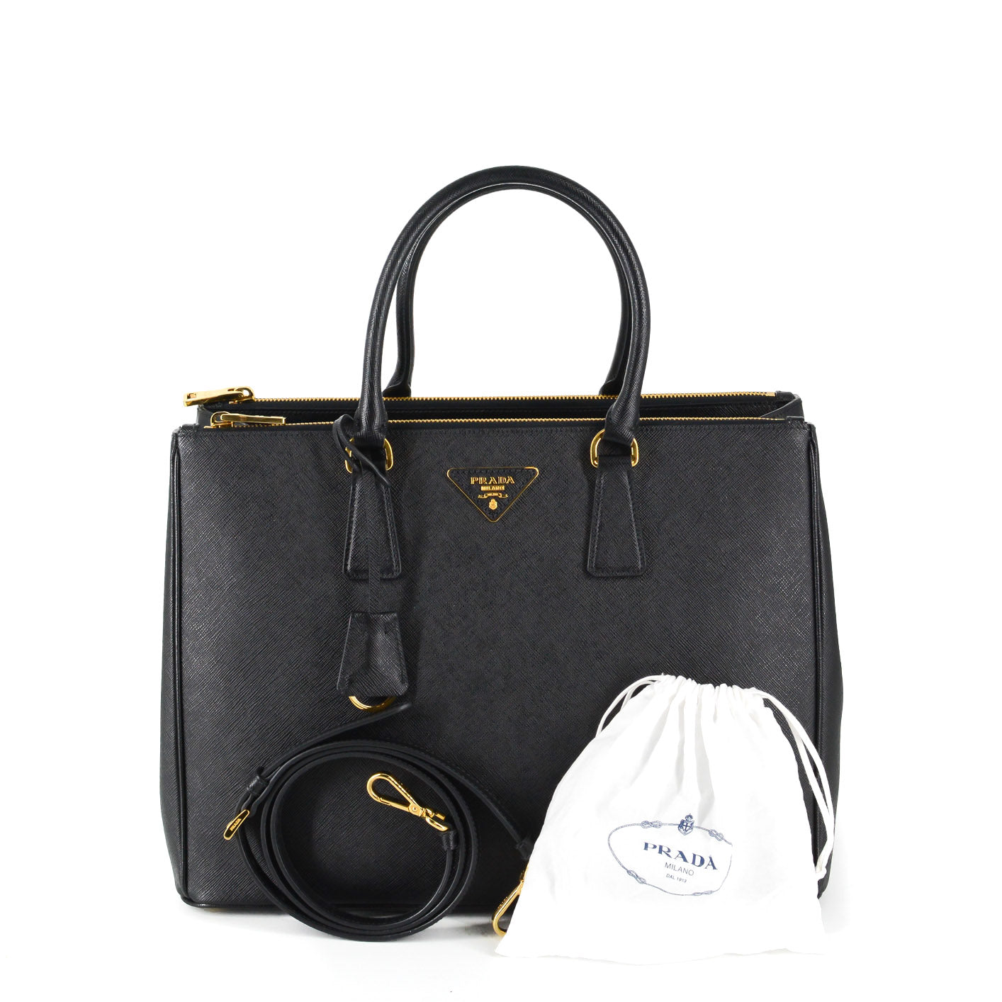 PRADA Galleria Saffiano Leather Bag - Large (Black)