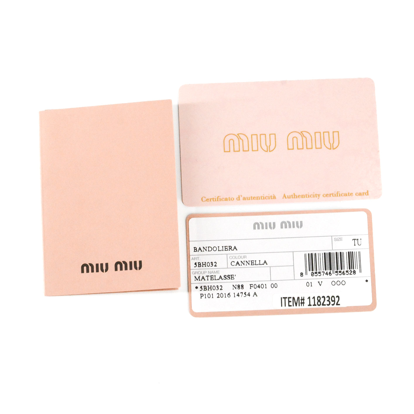 MIU MIU Bandoliera Matelasse Cannella Handbag