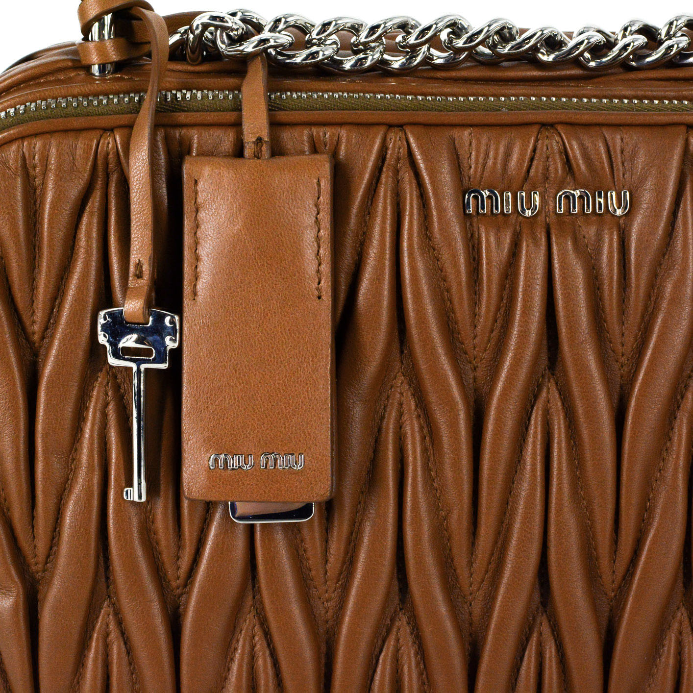 MIU MIU Bandoliera Matelasse Cannella Handbag