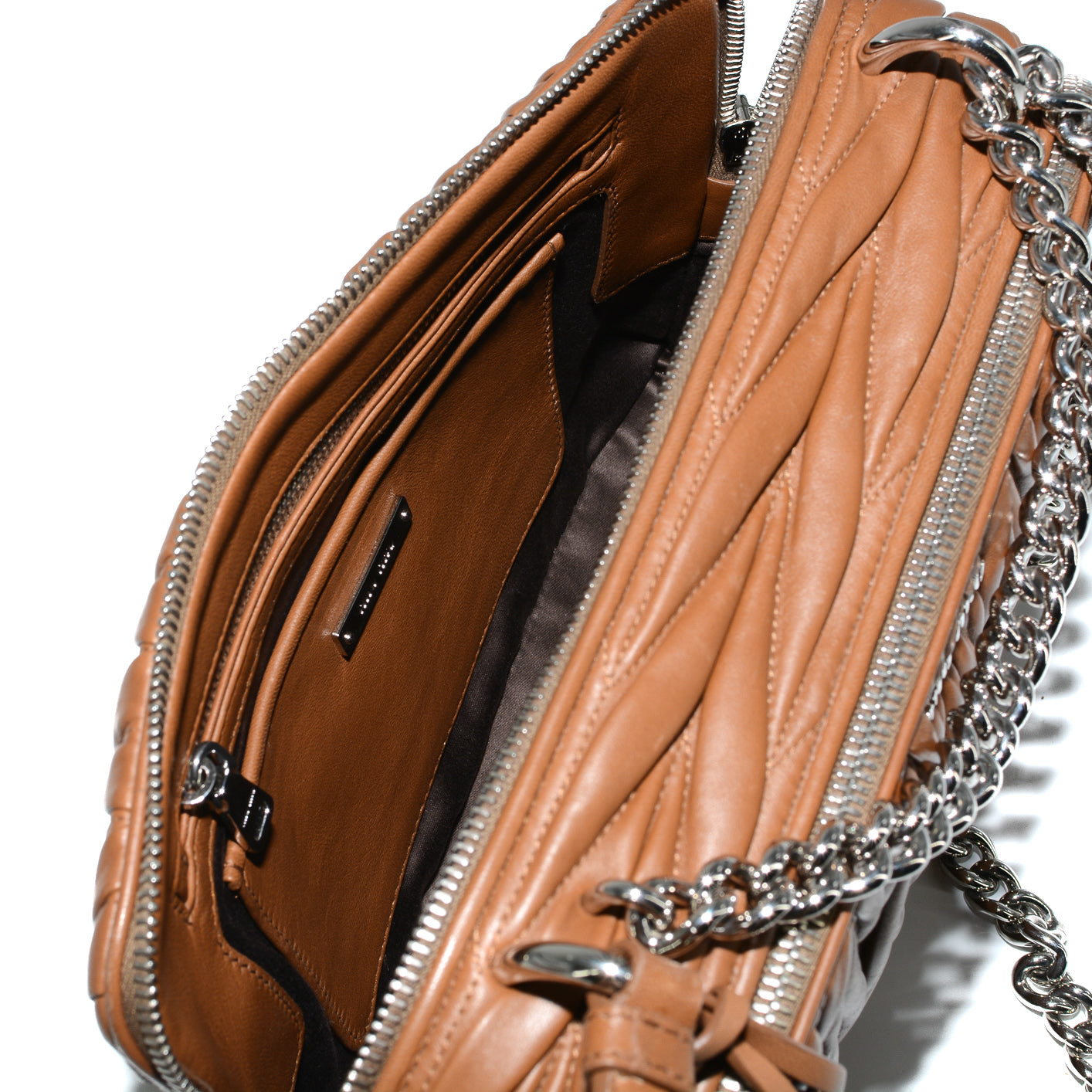 MIU MIU Bandoliera Matelasse Cannella Handbag