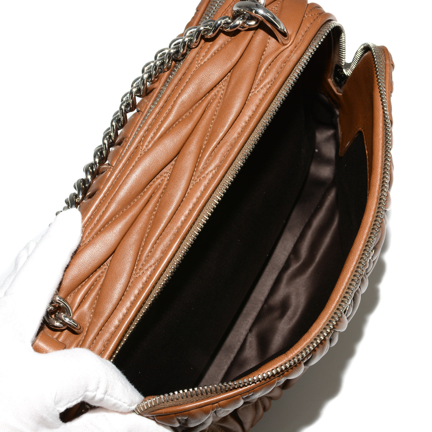 MIU MIU Bandoliera Matelasse Cannella Handbag