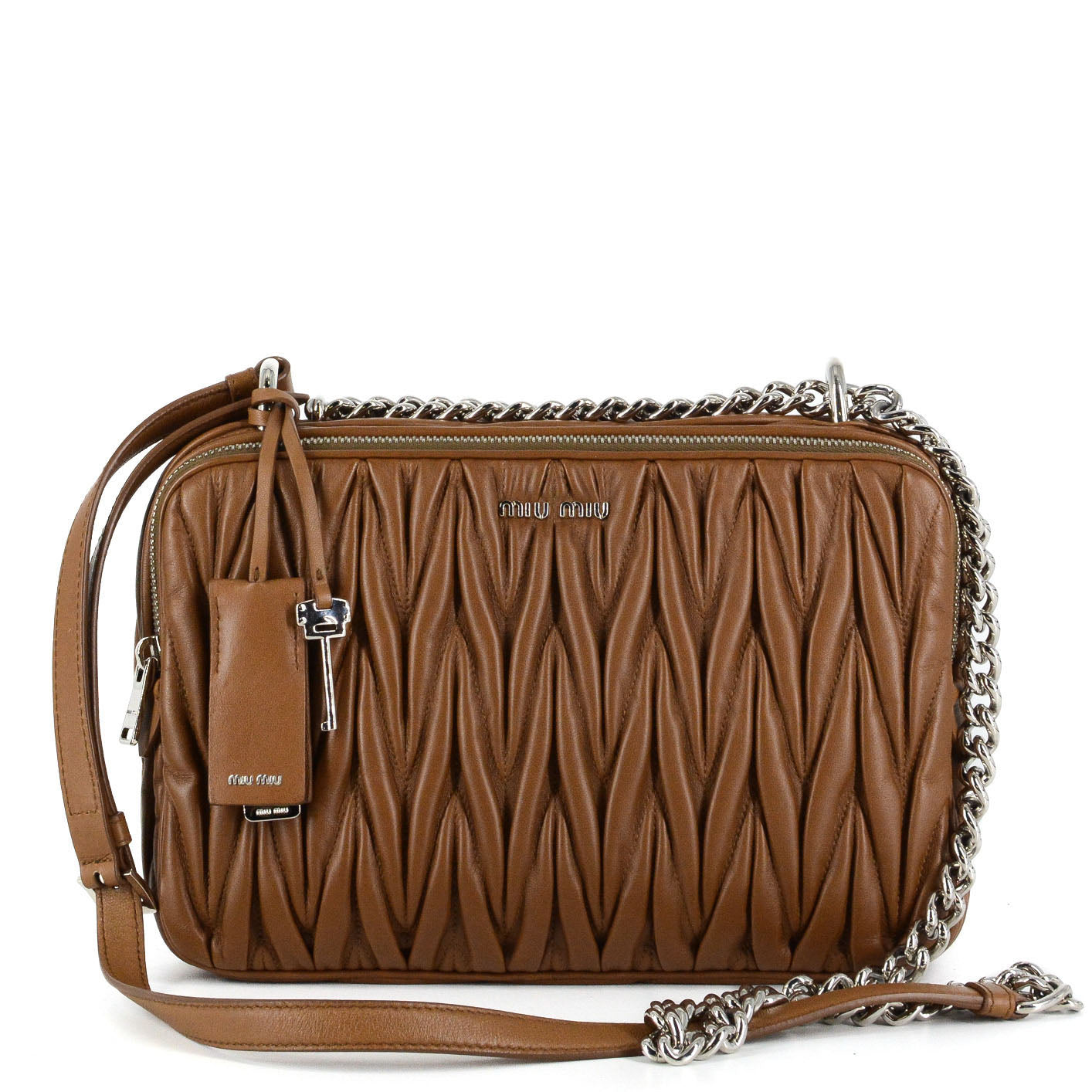 MIU MIU Bandoliera Matelasse Cannella Handbag