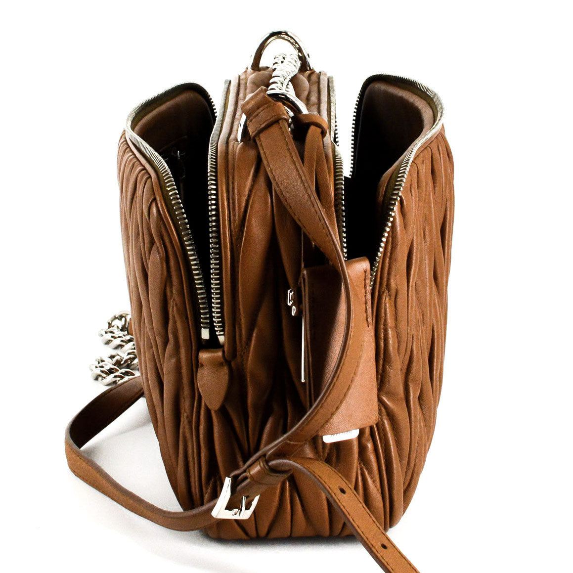 MIU MIU Bandoliera Matelasse Cannella Handbag