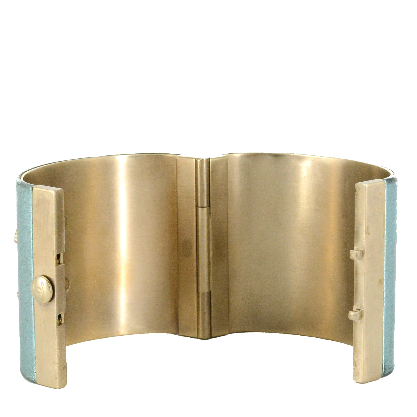 CHANEL Turquoise Logo Cuff Bracelet