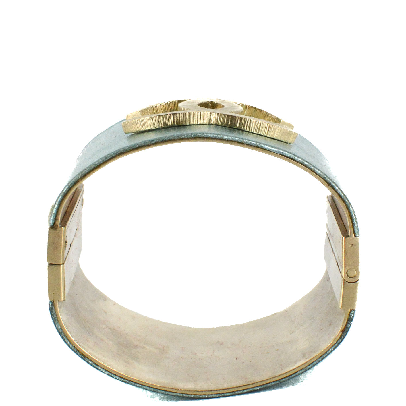 CHANEL Turquoise Logo Cuff Bracelet